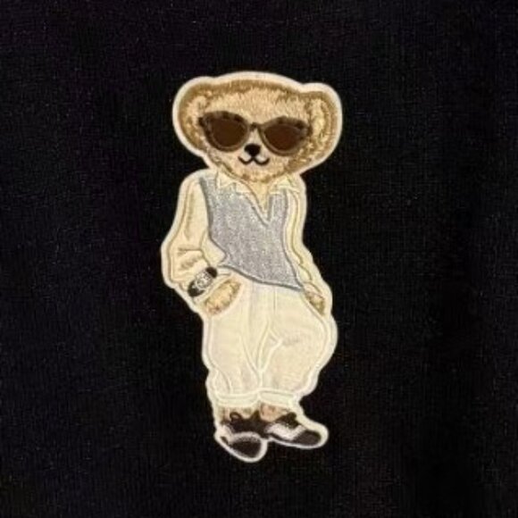Polo Ralph Lauren Sunglasses Bear Black Sweater - Picture 5 of 6